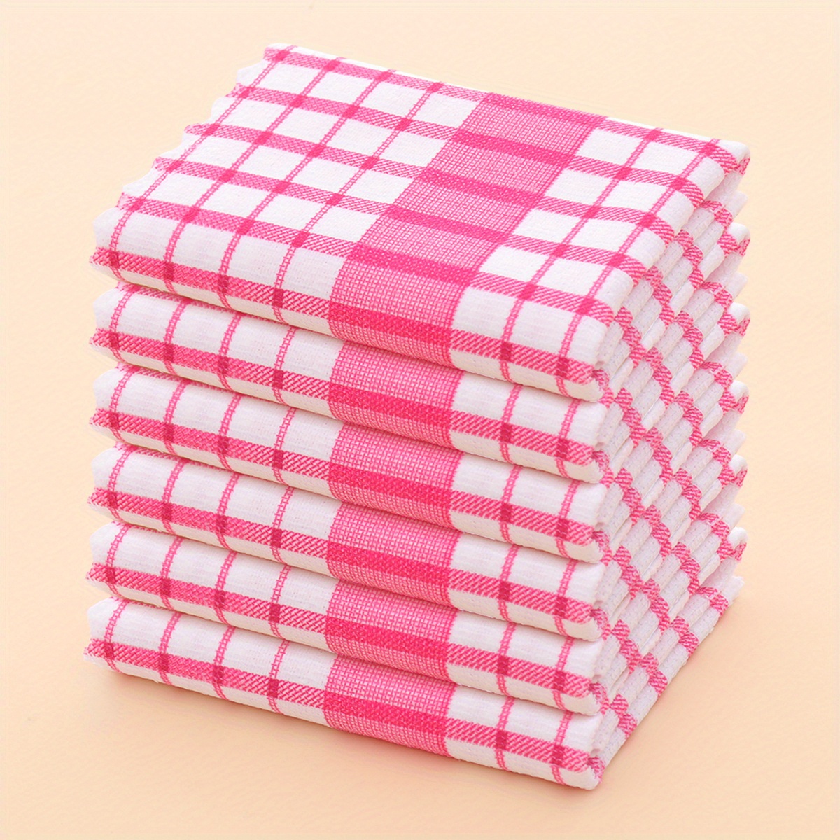TEMU 6pcs Torchons à thé à carreaux imprimés contemporains, chiffons à vaisselle, torchons de cuisine, microfibre, ultra-, très absorbants, couleurs