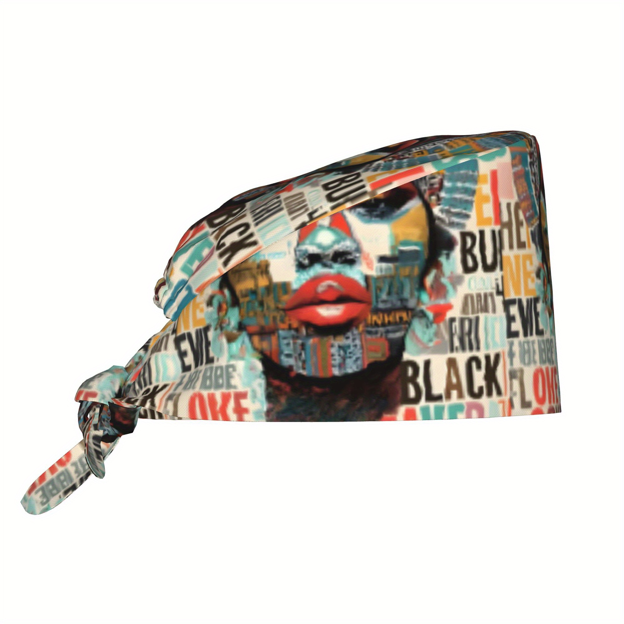 TEMU 1pc, African Printed Work Hat, Fashionable Men's And Women's Headscarf, Lightweight And Adjustable Back-tie Nurse Hat, Chef Hat, For Gifts