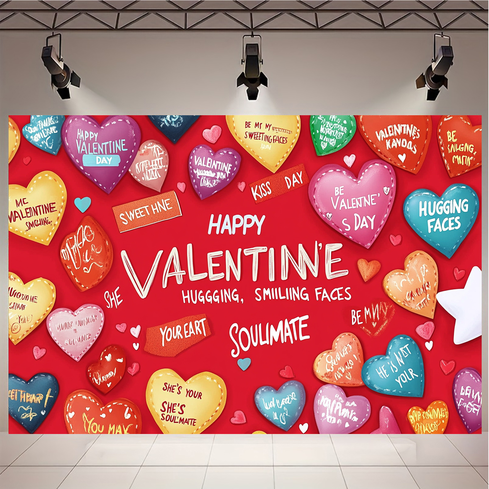 

1pc Extra Large Valentine's Day Photography Backdrop, Polyester, Romantic Party Banner With , No Electricity Needed, For Weddings, Birthdays, Tailgating Events