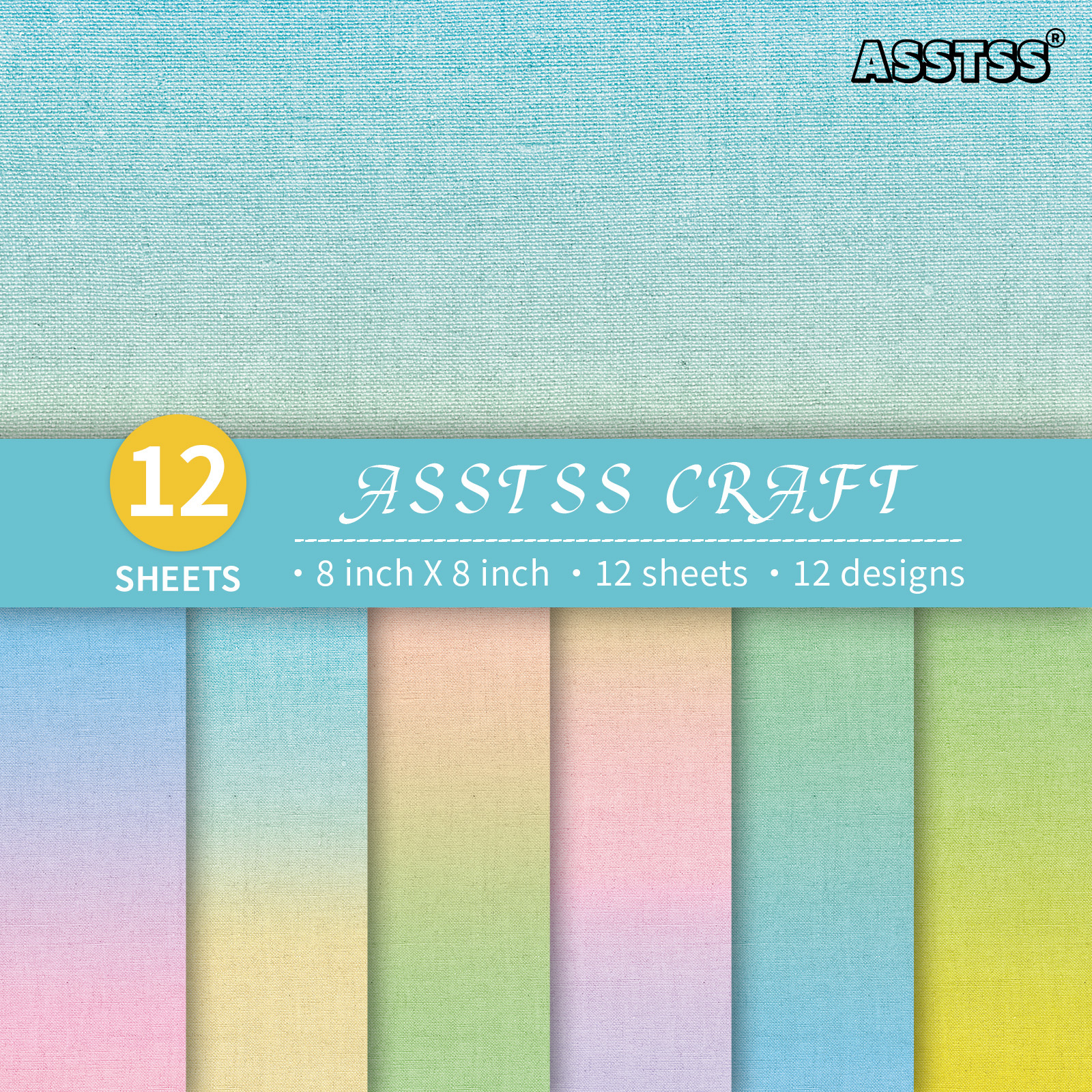TEMU 12-sheet Asstss Heavyweight Scrapbooking Paper Pad With Macaron Gradient Pastel Ombre Suitable For Journaling, Collage Art, Card Making, Floral