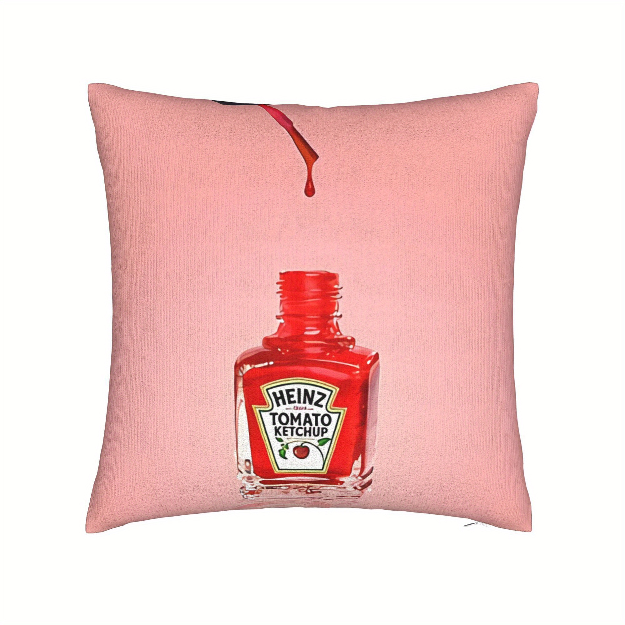TEMU Ketchup-mønster putevar til soverom og hjemmedekorasjon 18x18 tommer uten puteinnlegg