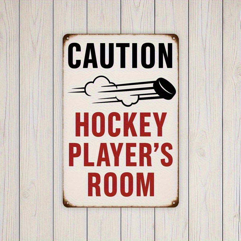 TEMU Décoration Murale 2D Plate Rétro "Chambre d'Appartement de de Hockey sur Glace" - Design Feuille d'Érable Canadienne de , et Anti-Poussière -