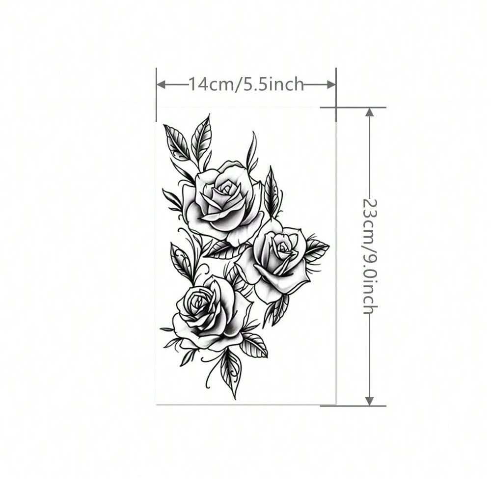 TEMU 1pc Arm Cool Floral Tattoo Sticker Waterproof Durable Arm Party Temporary Tattoo, Body Art Sticker, Elegant Fine , Fashion Accessory For Arms,