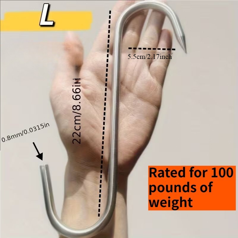 6pcs Stainless Steel S-Shaped Hooks for Heavy Objects