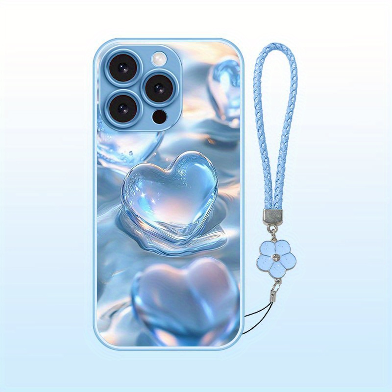 TEMU Phone Case: Bubble Metallic Paint Glass Phone Case With Lanyard For Iphone