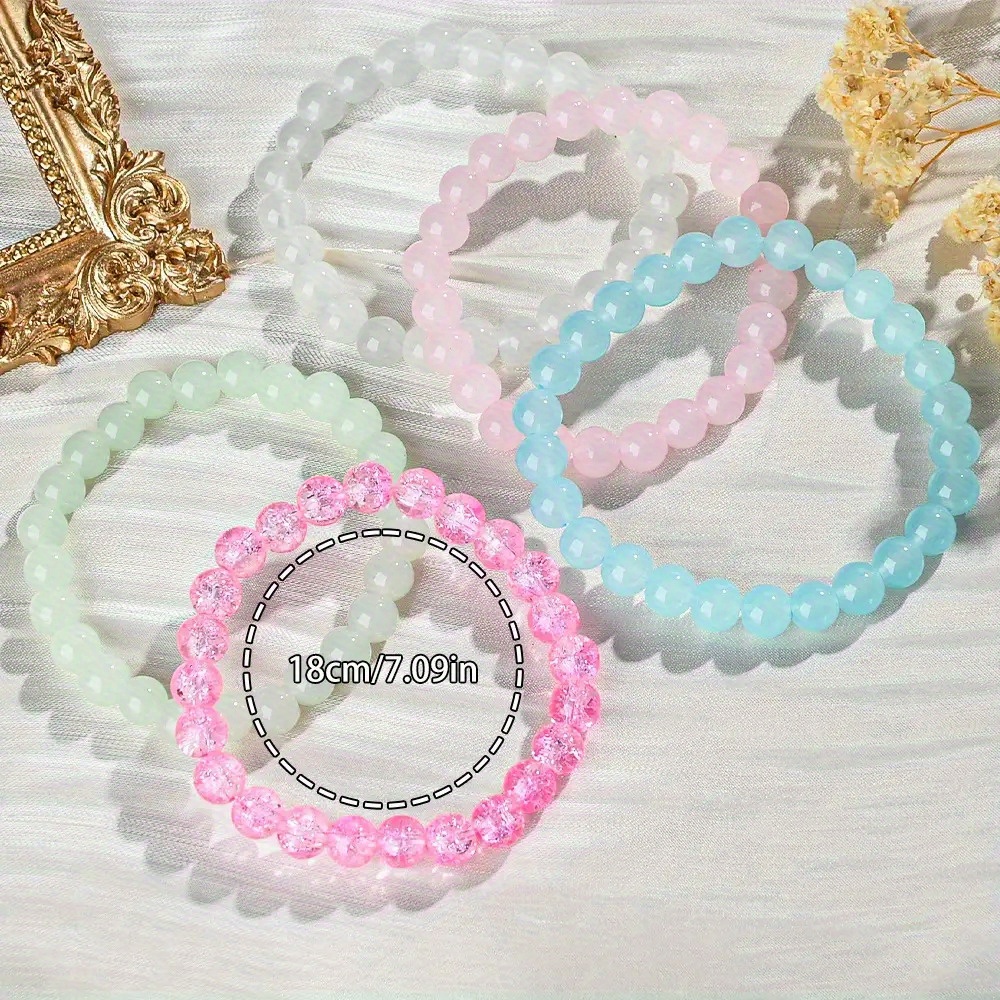 200pcs Mixed Colors 8mm Glass Beaded Bracelets Set