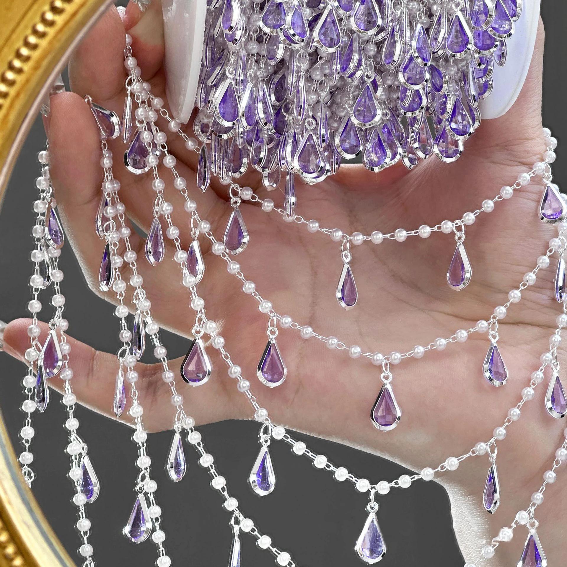 TEMU 39.37inch Light Purple Glass Shaped Chain For Diy Bracelet Jewelry Performance Costume Decorative Accessory