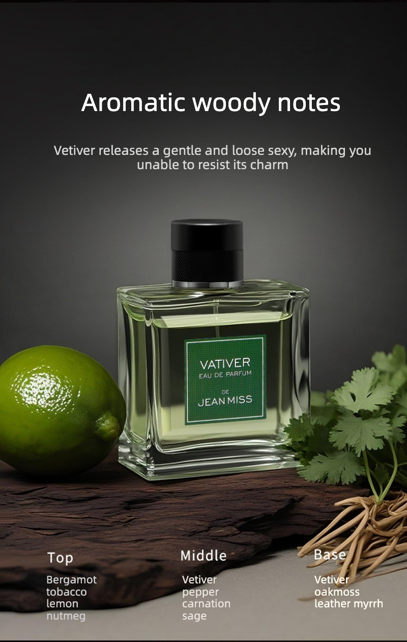 Men'S Perfume, Long-Lasting Woody Fragrance, Vetiver Scent