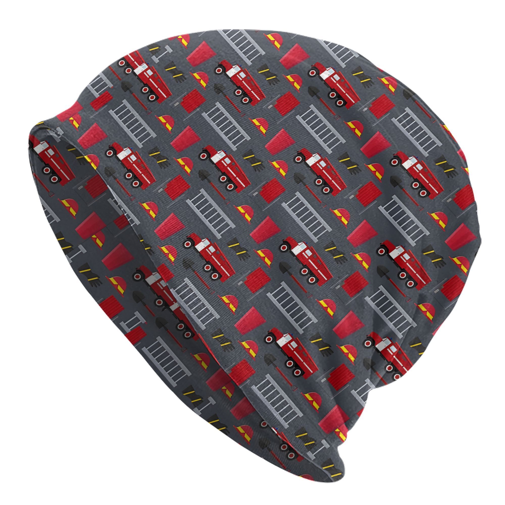 2d Print Design Fire Truck Firefighter Pattern Bonnet Hats Men Skullies Beanies Novelty Hats