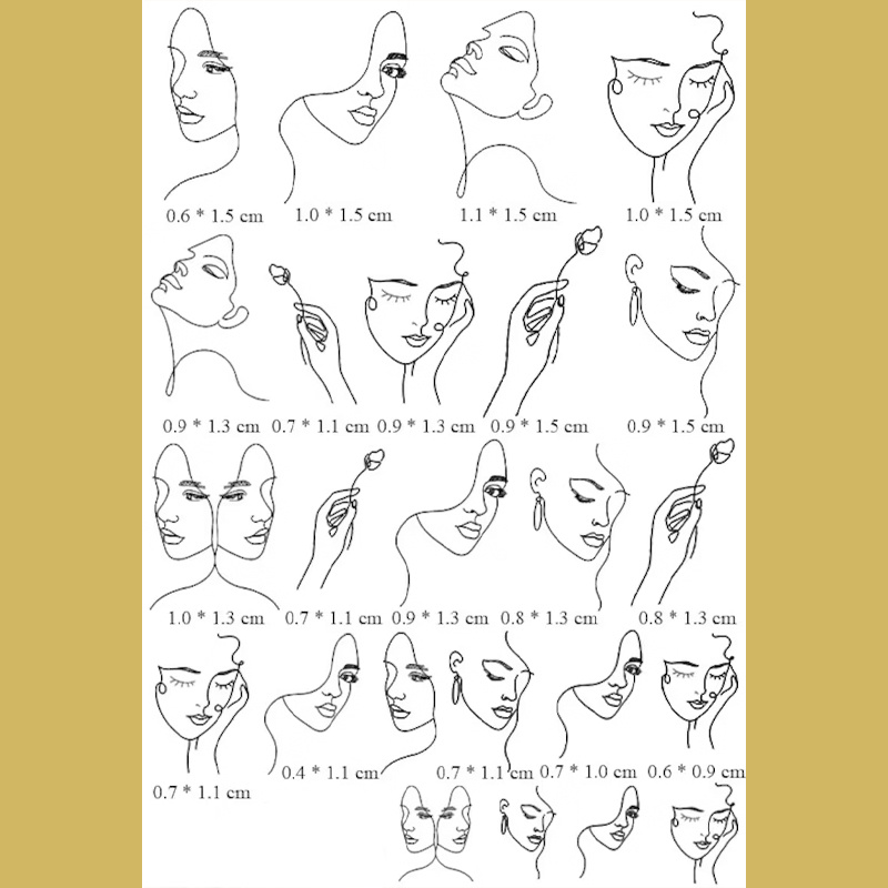 Image of 1pc Of Abstract Female Face Nail Stickers