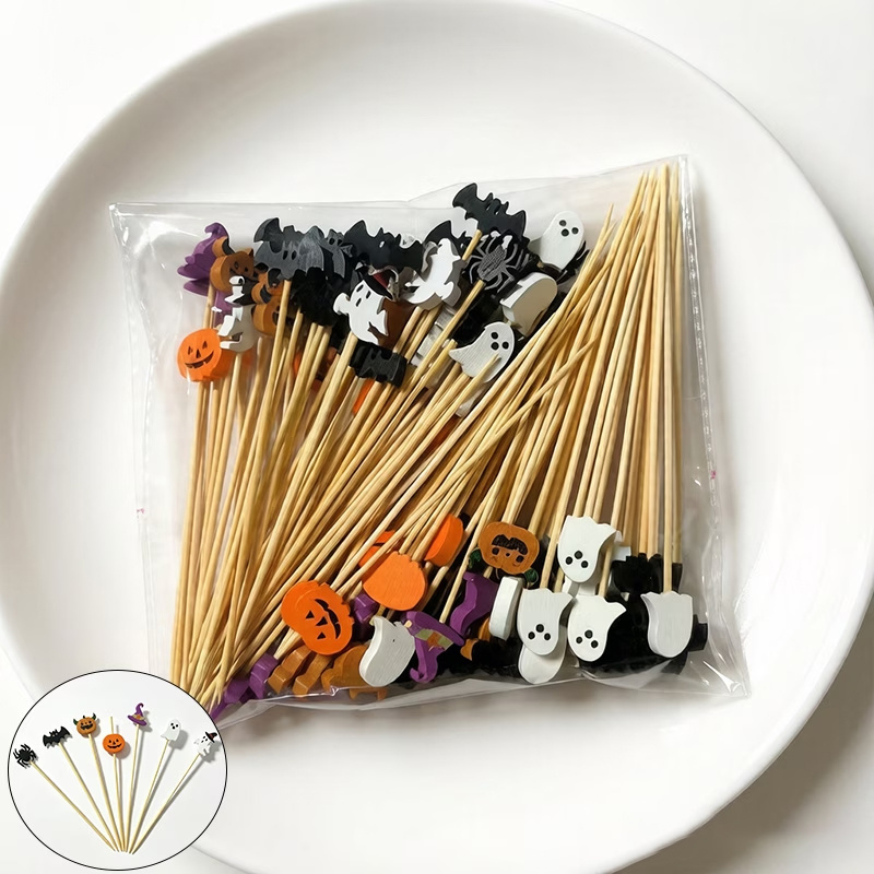 TEMU per alimenti Halloween, squisiti e carini (bamb羅 naturale, superficie liscia), set design , per , salumi e decorazioni per feste