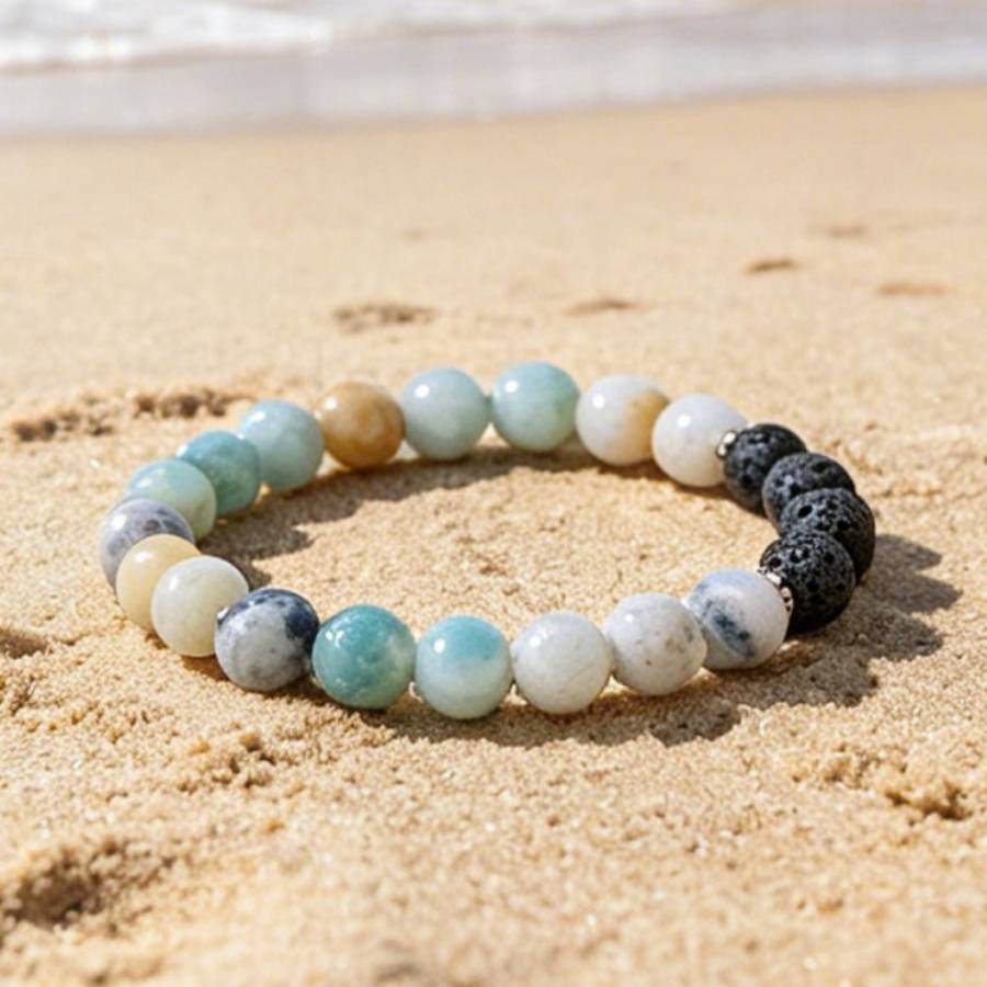 Handcrafted Bohemian Arabic Natural Stone Bead Bracelet, Unisex