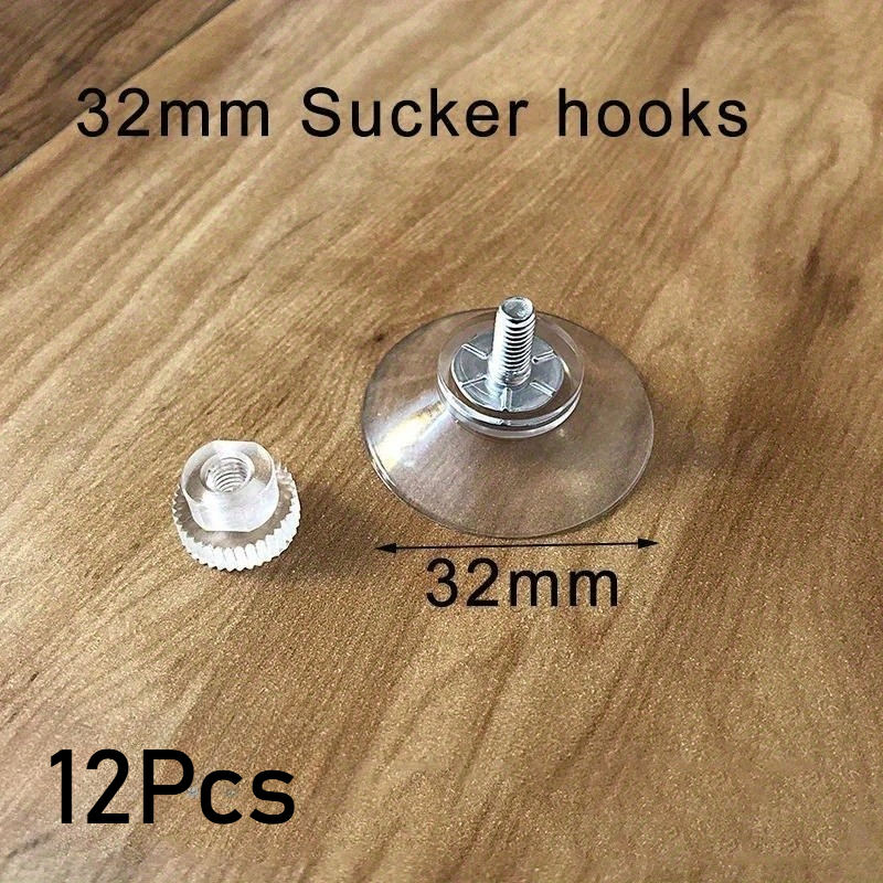 12pcs Suction Cup Hooks With Nuts, Transparent Suction Cups, Strong Adhesive Suction Cup Holders, Suitable For Car Glass, Bathroom Walls, Doors, Multifunctional Hooks, Utility Hooks