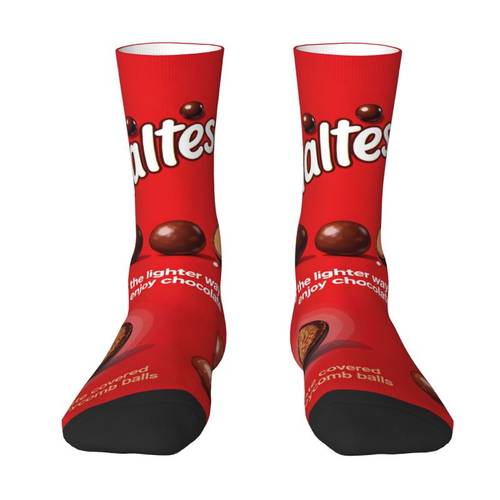 classic chocolate ball all streetwear calf socks red packaging honeycomb filled chocolate print socks daily wear accessories for dessert lovers and fashion comfortable and breathable food themed trendy