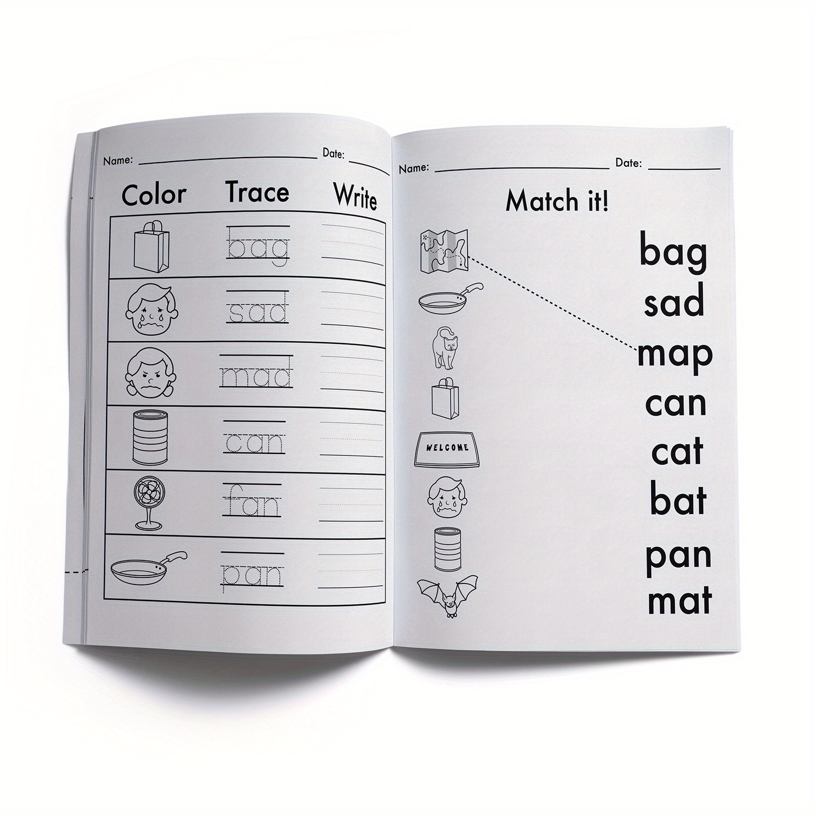 1pc Educational Activity Book Learn words for Children: lmprove Learning Ability with Letters