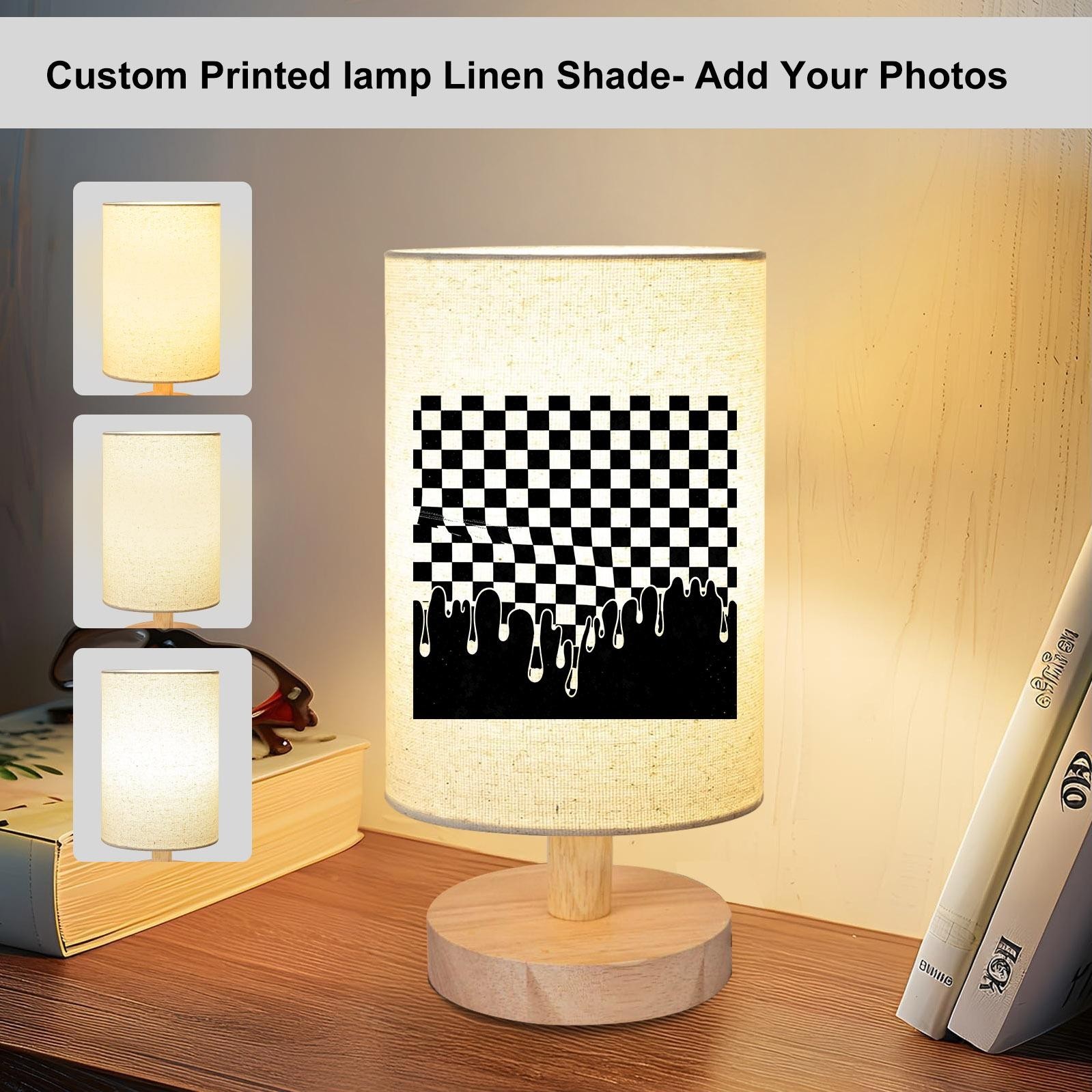 Abstract Surreal Black White Checkered Pattern Table Lamp