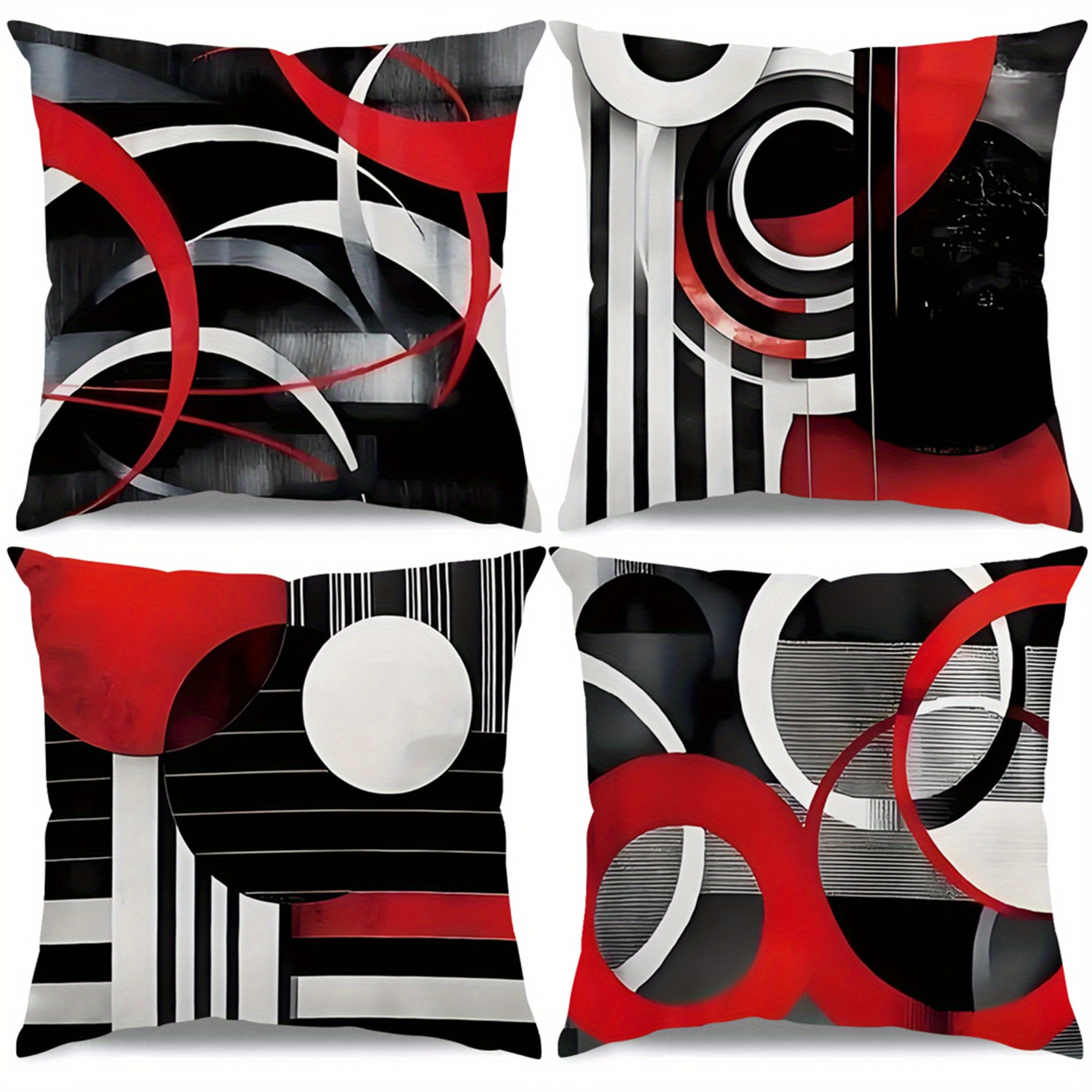 TEMU Juego de 4 fundas de almohada de rayas geométricas abstractas en , y para , aptas para sofás, sillas y salas de estar