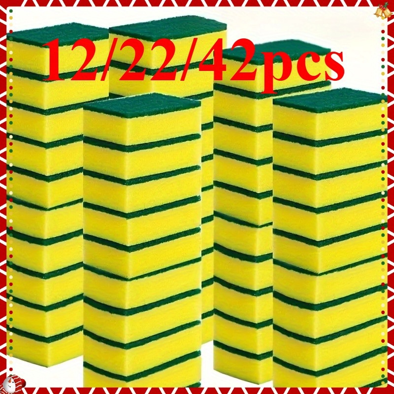 12/22/42pcs Kitchen Cleaning Sponges, Multi-Functional Dishwashing Cloths, Dual-Sided Household Scrubbers, Premium Scratch-Free Durable Sponges with Super Absorbency for Home and Kitchen Use