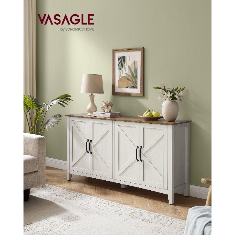 TEMU Meuble de Rangement, Meuble TV, Buffet, , avec Étagères Réglables, pour Salon, Salle à Manger, Entrée, Blanc Rustique et Marron Miel