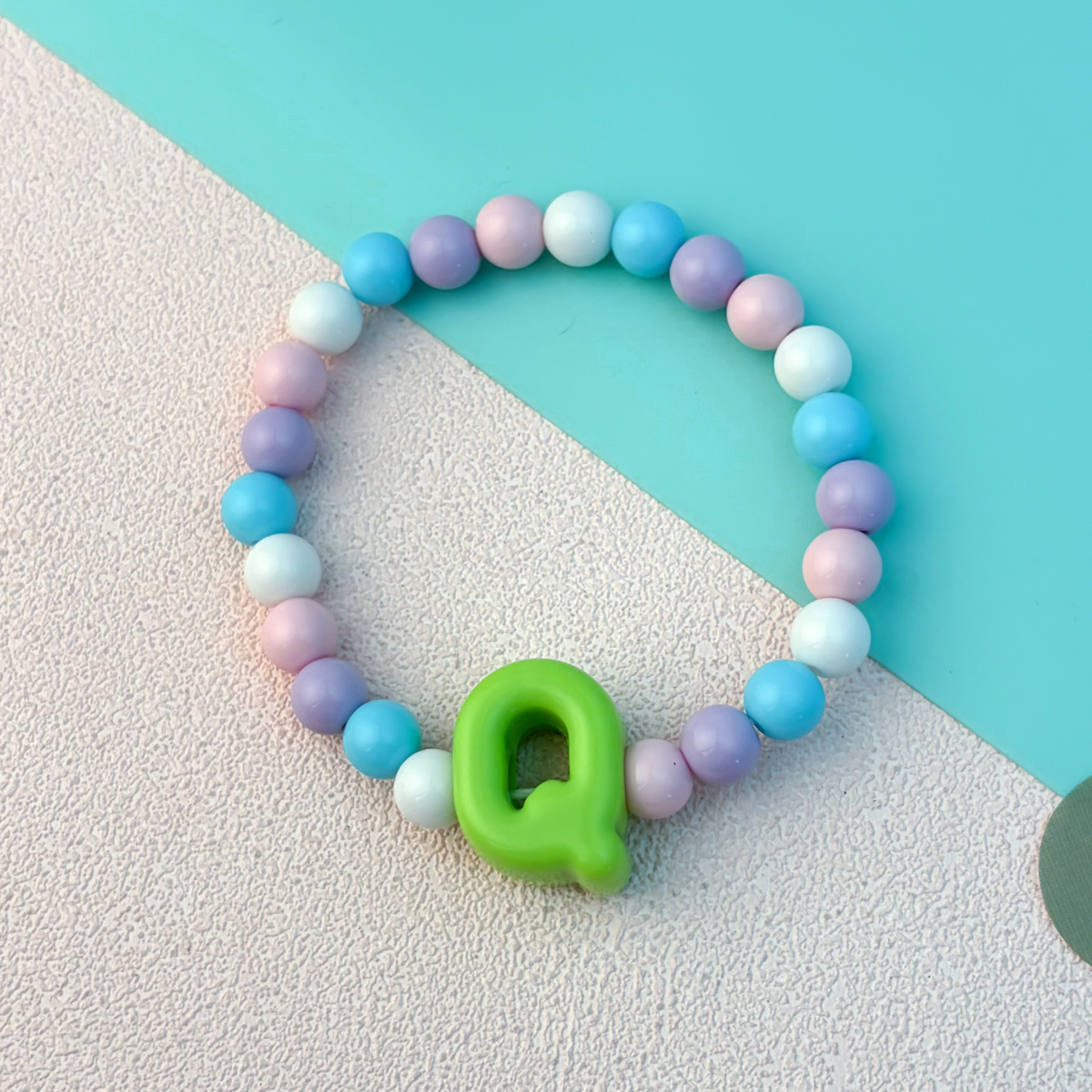 Playful Cartoon Macaron Multicolor Letter Elastic Bracelet