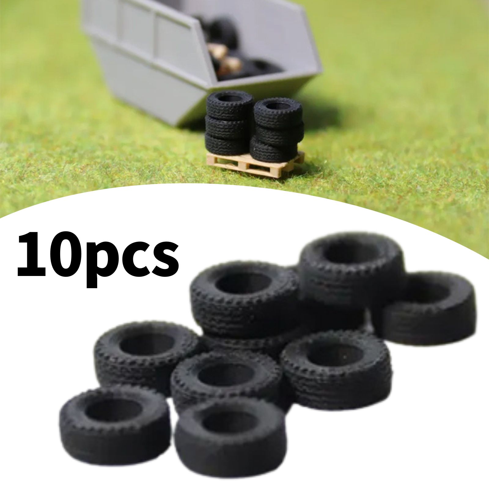 TEMU 10pcs 1:87 Scale H0 Model Tires, Featuring Detailed Replicas Of Railway Models And Miniature Scene Accessories. Realistic Spare Tires Suitable