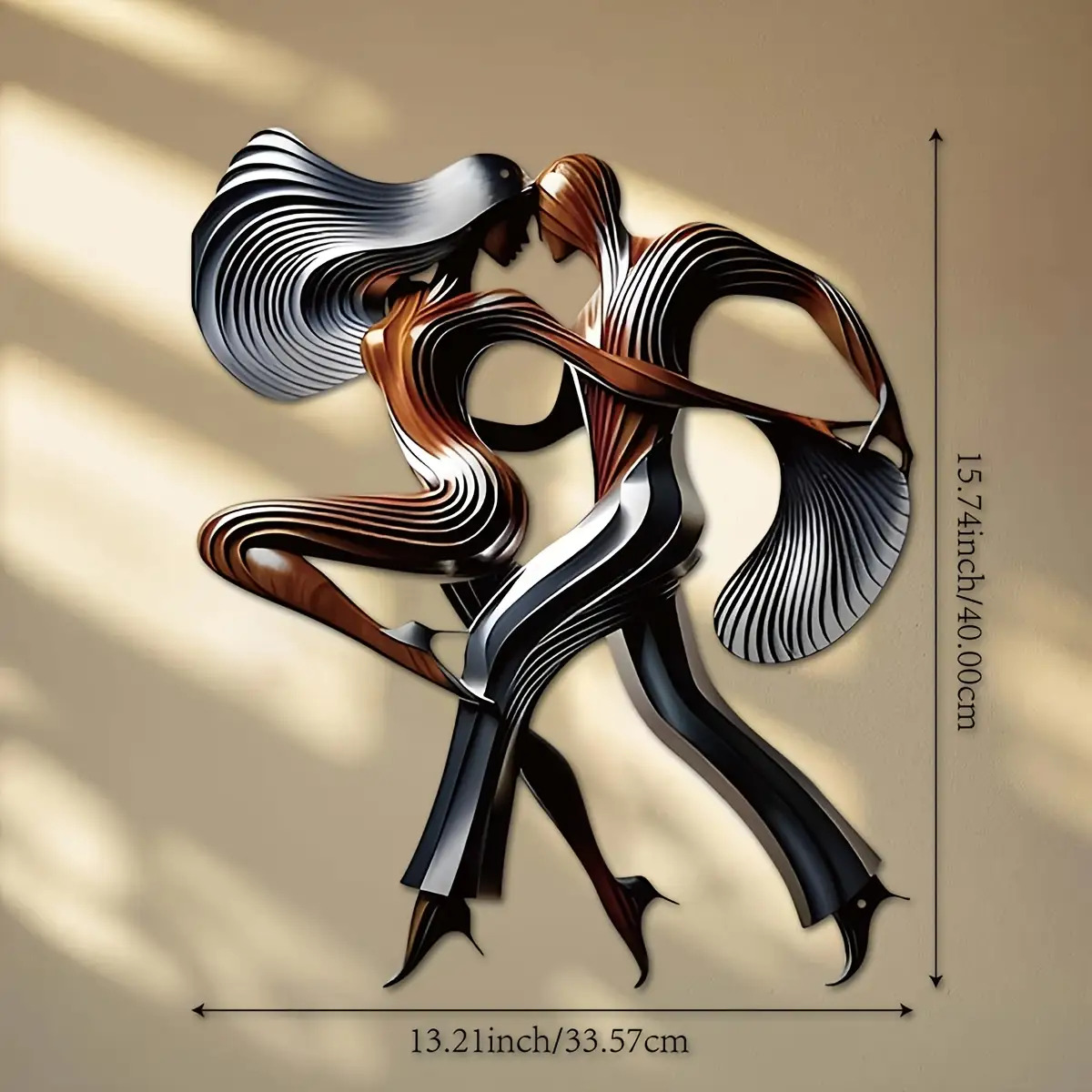 TEMU 1 pièce Grande décoration murale en métal couple dansant - Sculpture de danse en métal noir, convient pour salon, cour, , anniversaires - Cadeau