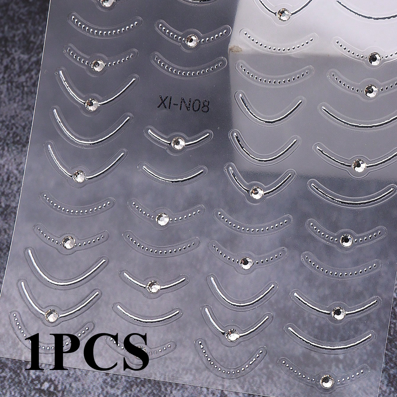 Image of 3d Golden Silvery Line Nail Stickers 1pc Self Adhesive French Tips Curve Stripe Lines Nail Art Decals With Sparkling Rhinestones Diy Manicure Decor Nail Supplies