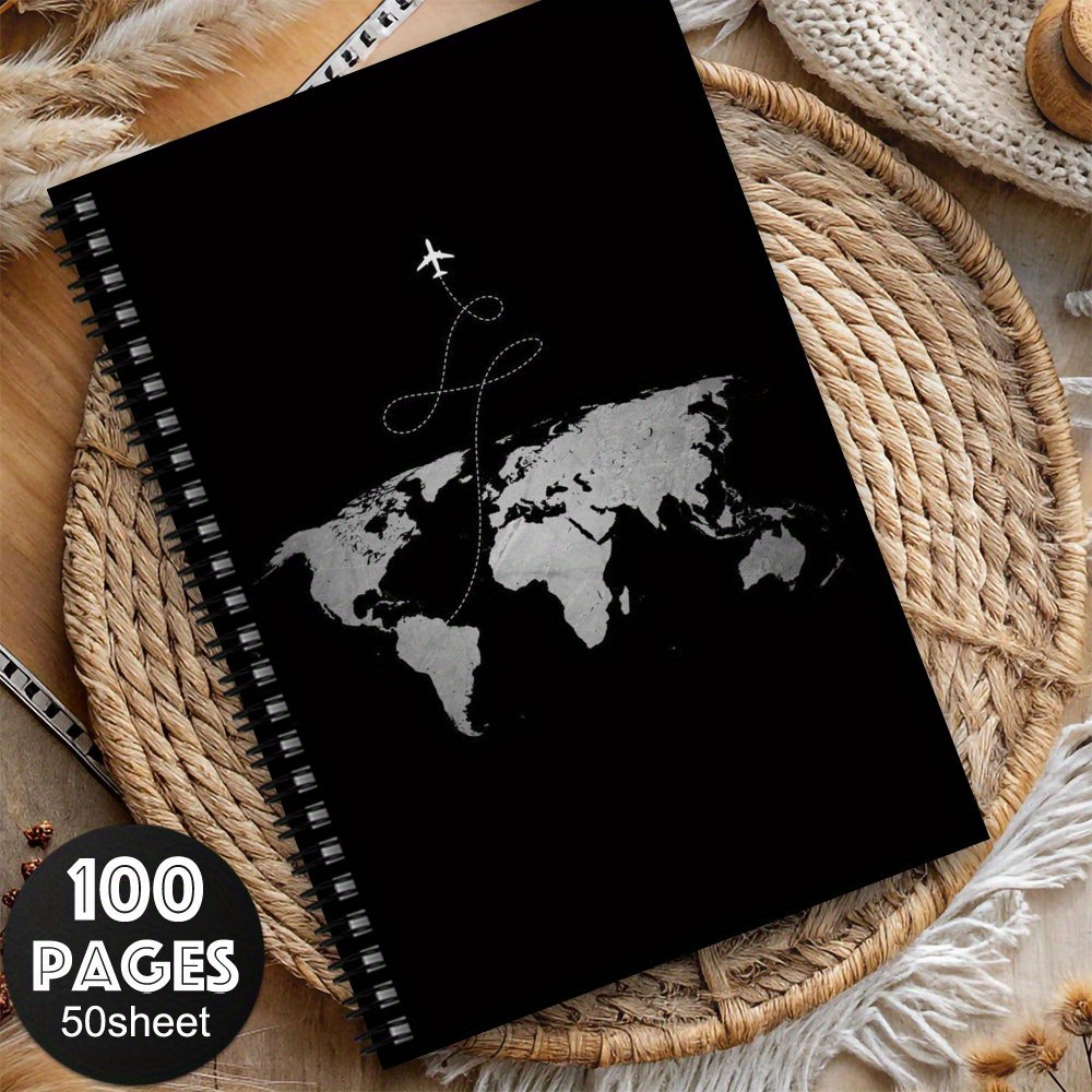 TEMU 1pc Notebook Journal,,travel Country Record, Notebook,vintage Map Journal,travel Stamp Notebook,travel Planning,family, Couple, Travel