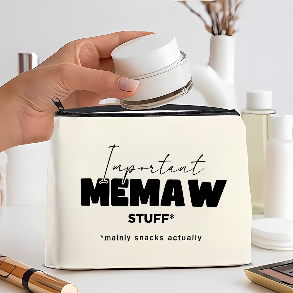 

1pc Memaw- Cosmetic -sliding , Humorous , - Polyester Makeup Bag , Christmas For Sister