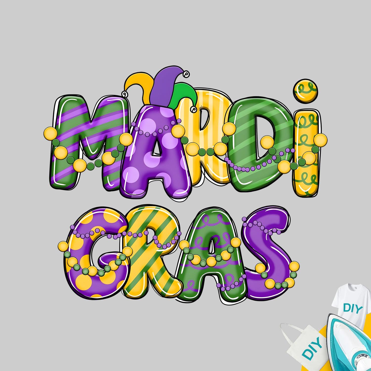 

1pc Vibrant Mardi Gras Vinyl Iron-on Patch - , Washable & Fade-resistant Transfer Decal For Clothing, Pillows, Backpacks - Diy Applique