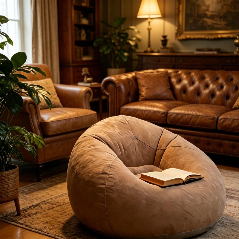 the 1021e   style lazy sofa is perfect for all your relaxation moments the soft and delicate suede fabric   great and the plush high elastic filling provides   support for your back and neck