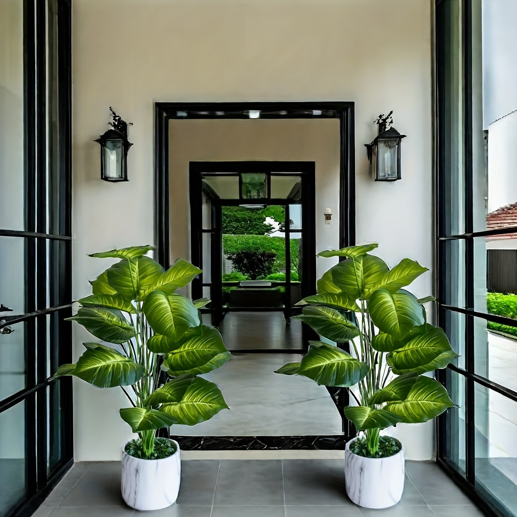 

2 High-quality Plants Featuring 12 Large Leaves , Ideal For Weddings, Hotels, Home And Garden Decoration, And Photography Backgrounds. No And Have A Lifelike .