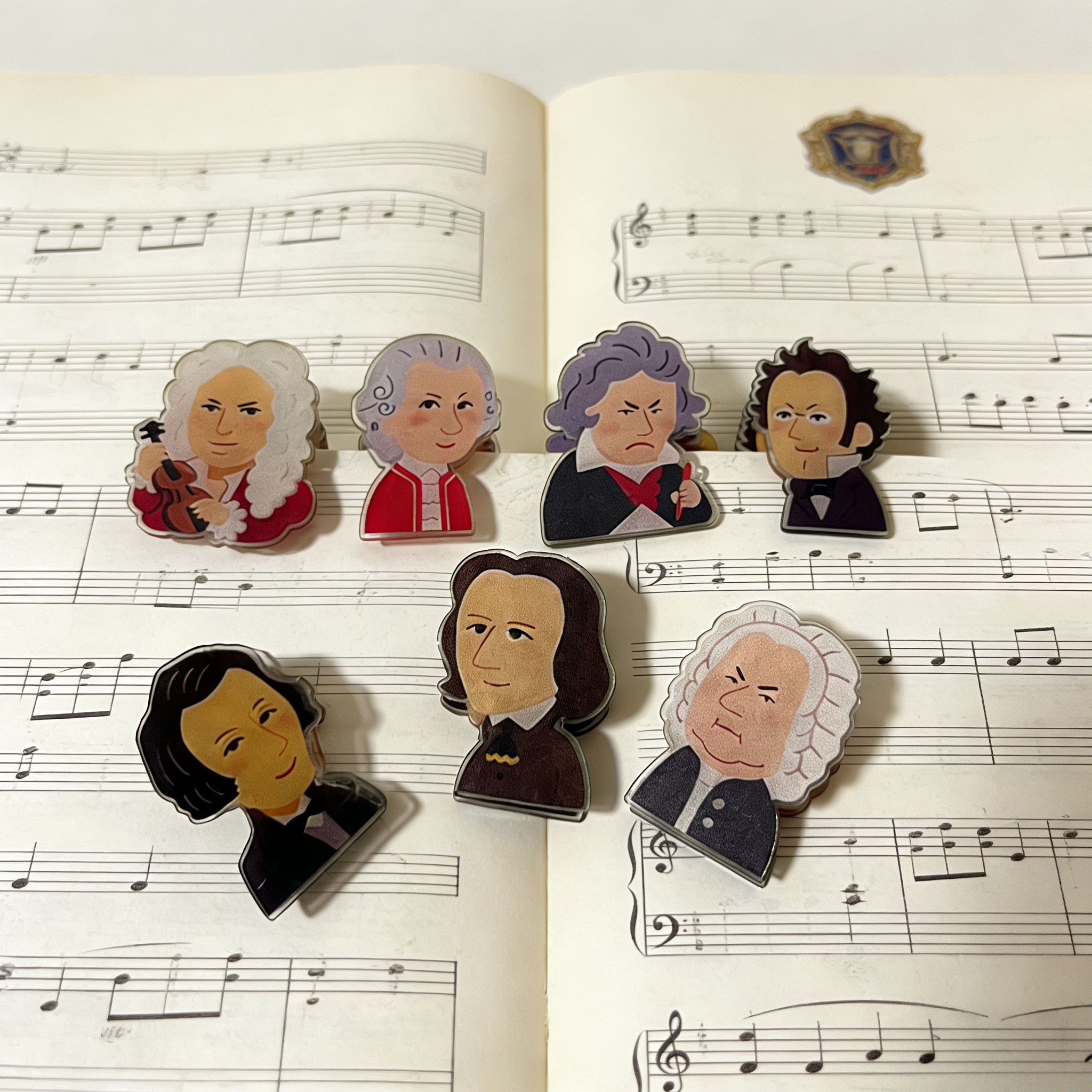 E-shop 7-teiliges Set Musikpartitur-Clips, Musik Master Acryl Kleine Clips Ordner Musikliebhaber Essentieller Mini Clip Klassische Musik Niedliche