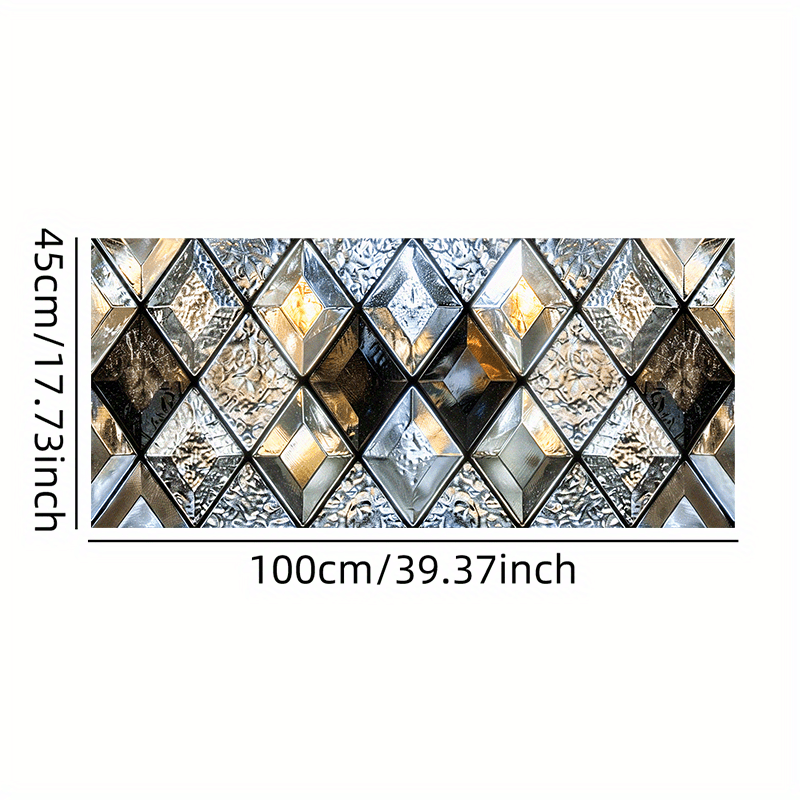 TEMU 1pc, Fashionable Art Window Film, 2d Flat Rhombus Pattern Colored Glass Sticker, Pvc Electrostatic Decorative Film For Living Room, Bedroom,