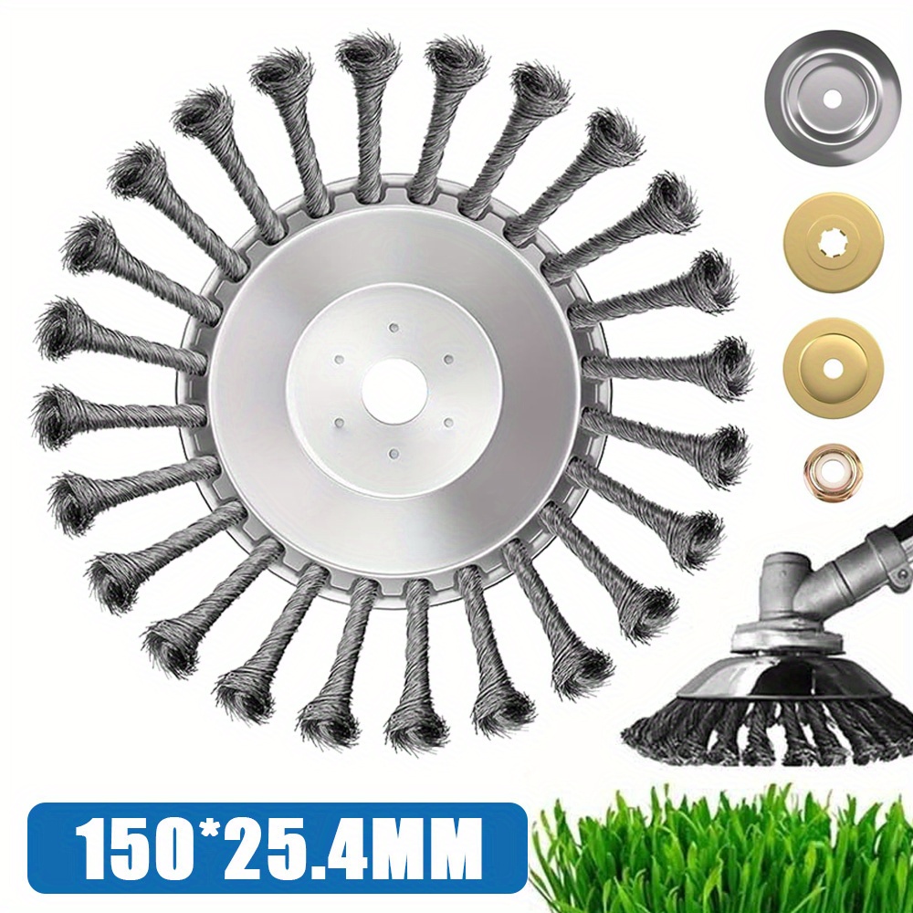 5pcs Set 6 Inch Brush, Wire Trimmer Lawn Mower Accessories For Lawn Mower Brush Cutter Replacement Trimming Attachment 25.4mm Bore