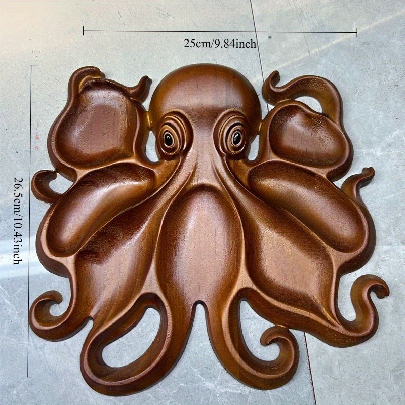 TEMU Octopus Charcuterie Platter - Wooden Kitchen Platter With 8 , 8 Slices Of Cheese & 8 Slices Of Fruit, , Seafood Serving Platter | Decorative