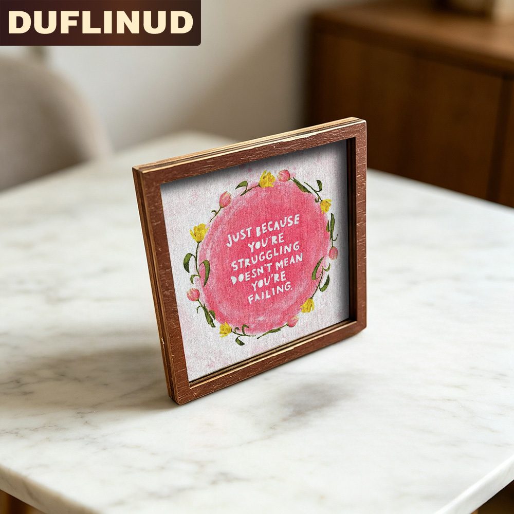 TEMU Aimant de réfrigérateur avec , mini plaque décorative avec design floral réconfortant, texte exprimant les croyances de lutte, autocollant de