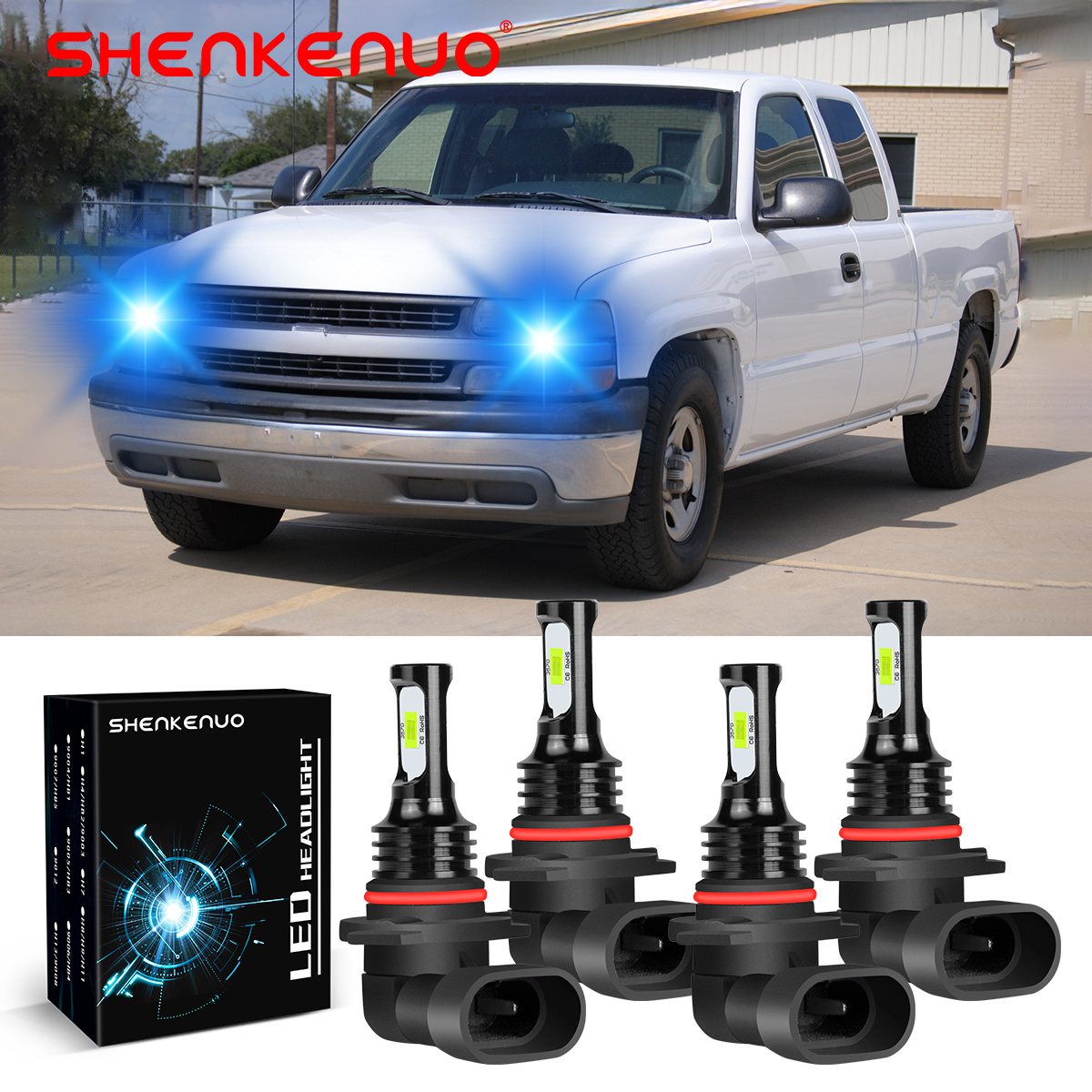 For Silverado 1500 2500hd 3500 1999-2006 4pcs Led Headlight Bulbs High Low Beam Bulbs, Plug And Play , Without Battery
