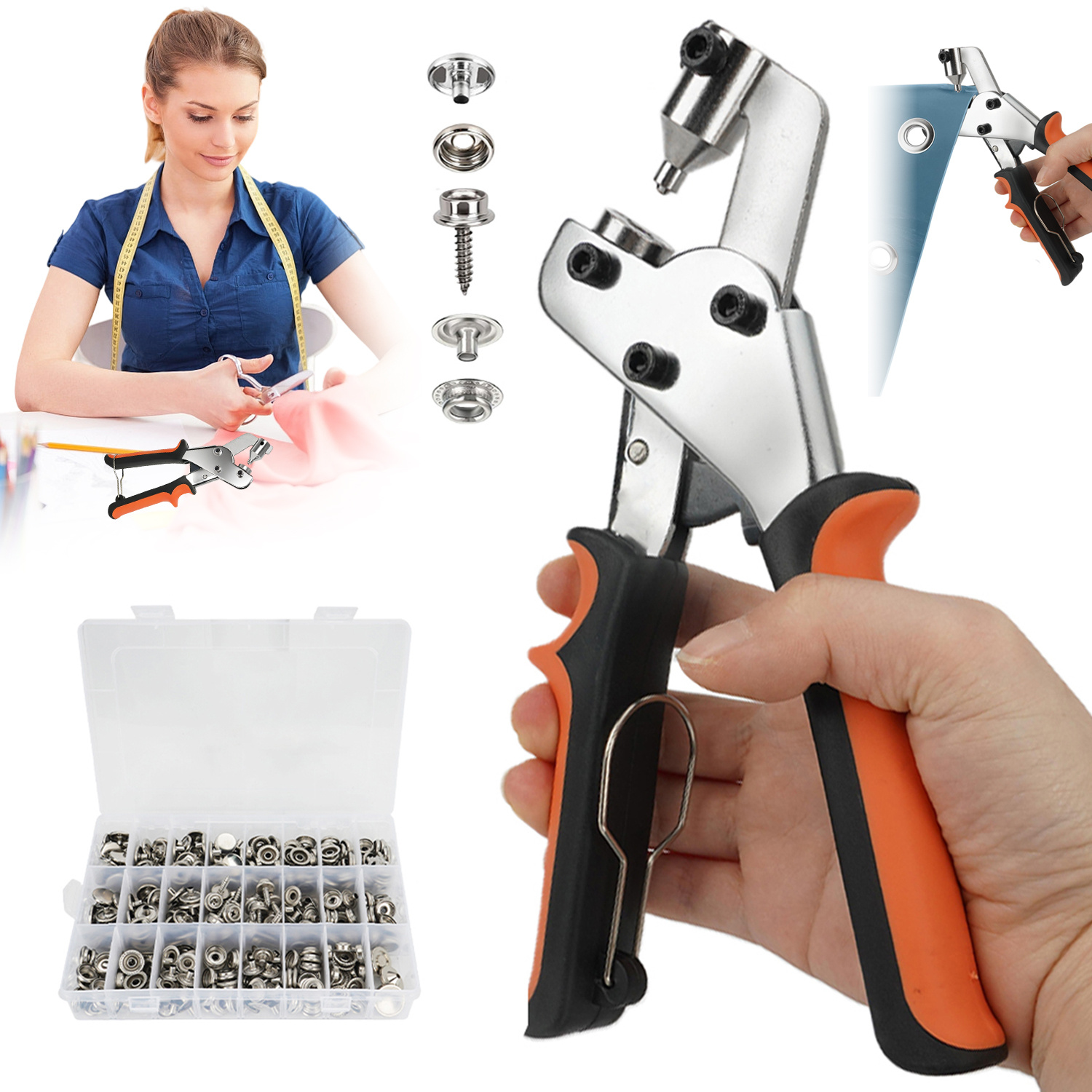 Durable Snap Fasteners Set & Tool - Canvas Snap Button Set For Boat, Rv, Tarp & Canvas Fixing, Including 3 Molds And 380 Snaps