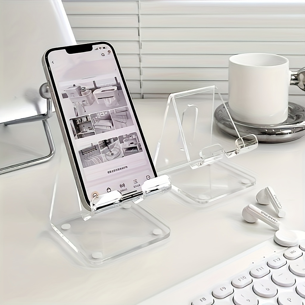 TEMU Set Of 2 High-quality Desktop Phone Stands, Handy Support Stand, Used Display Holder, Acrylic Phone Stand