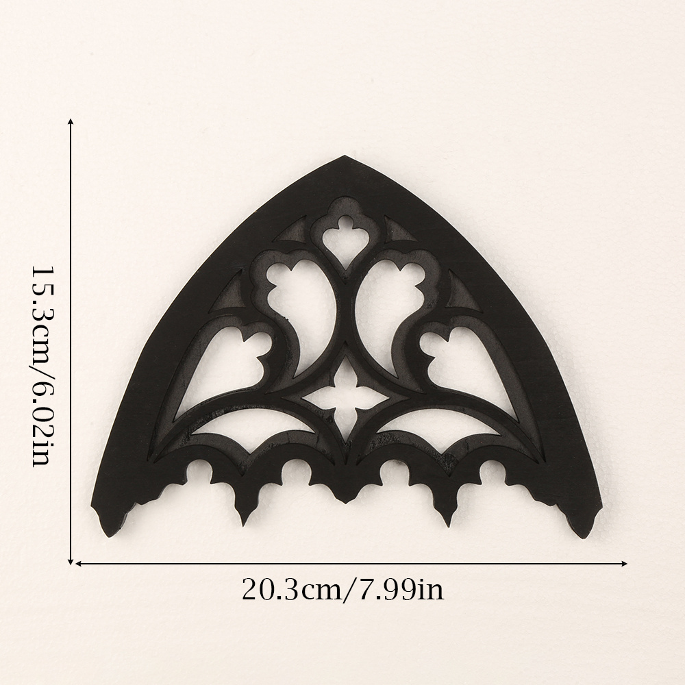 TEMU 1pc Gothic Rococo Carved Panel Hanging Ornament - Solid Wood Triangular Wall Decor With Hollow-carving Suitable For, Church, Wedding, Vintage
