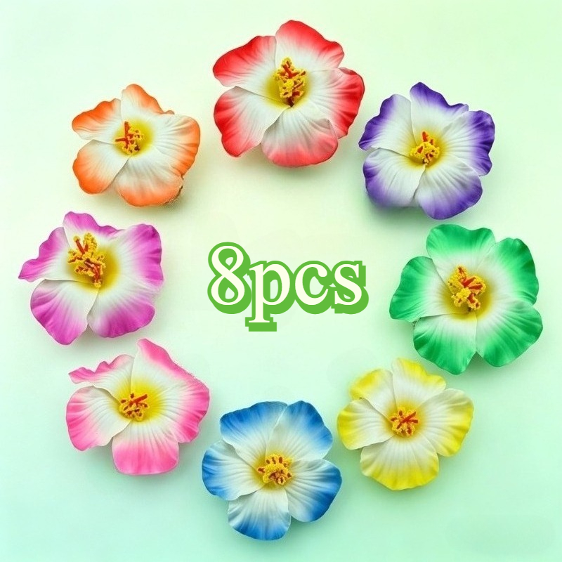 TEMU Lot de 8 pinces à cheveux à fleurs hawaïennes dégradées de couleurs aléatoires pour femme - Barrettes antidérapantes, jolis accessoires de