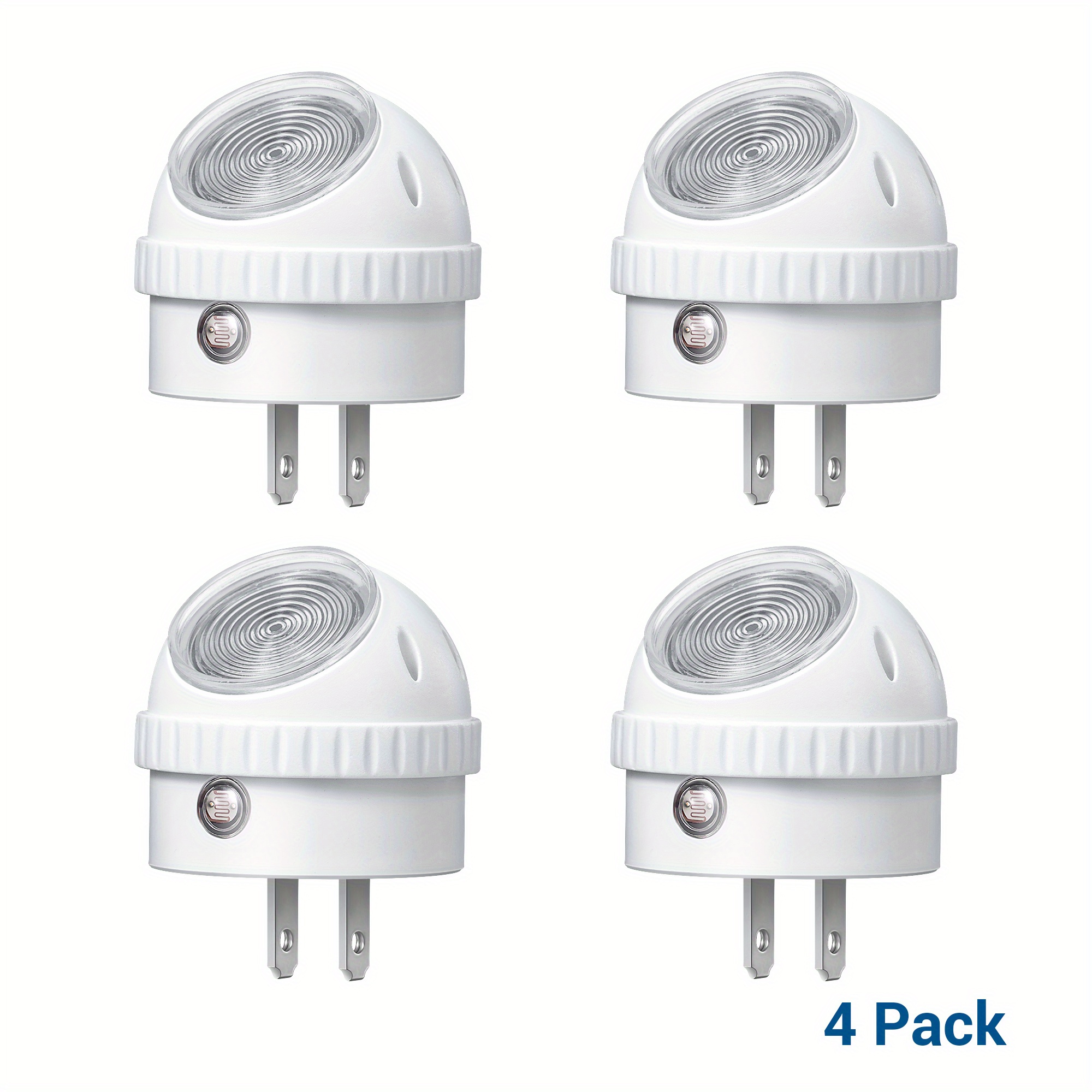 TEMU 4-pcs Plug In Led Night Lights | 360&deg; Rotating, Auto Dusk To Dawn Sensor, 4000k Daylight Auto Night Lights For Hallway, Bathroom, Bedroom