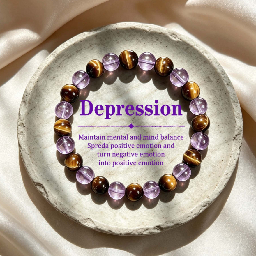 TEMU Pulsera de 1 pieza con cuentas redondas de y para la depresión, mantener el mental y de , difundir , convertir negativas en , de muñeca elástica
