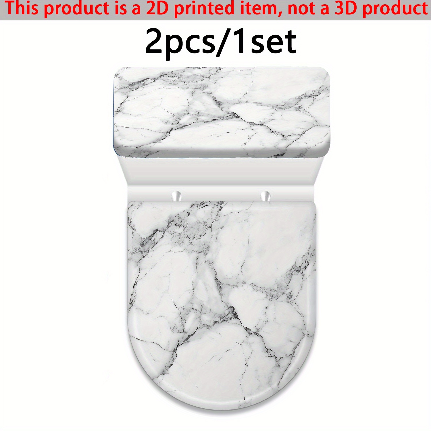 TEMU Un juego de fundas para asiento de inodoro con diseño de mármol puro, con impresión 2D no , cubierta totalmente elástica, diseño estirable,