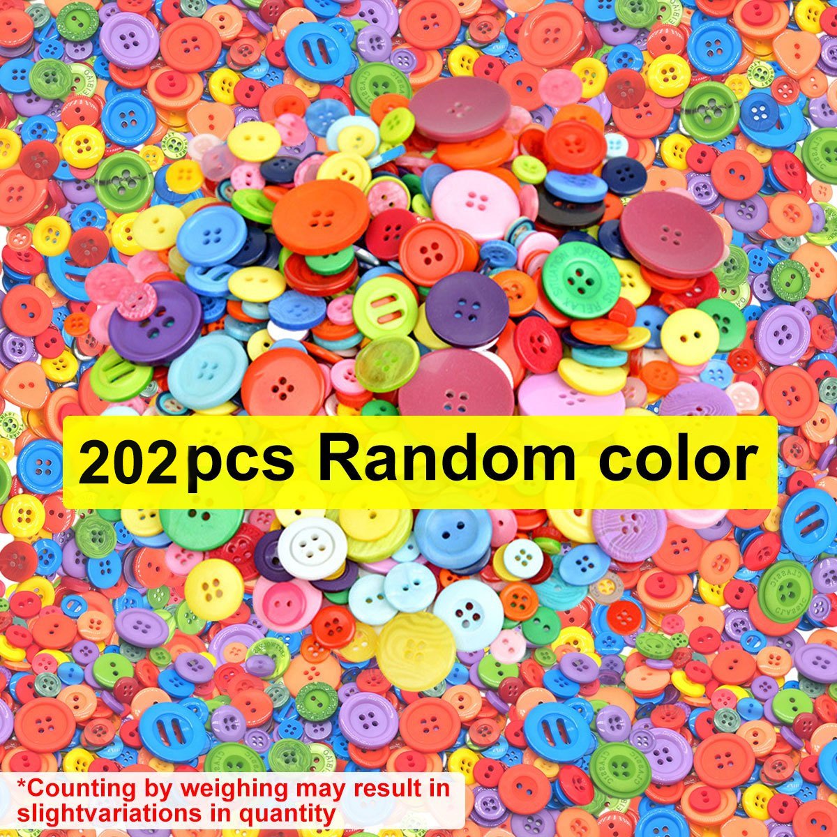 E-shop 60/102/202 Stück Zufällige Farbe Runde Plastikknöpfe 0.7-2.5Cm Sortierte Größen für Bastel, Näh- und Strickprojekte Haushaltsnähzubehör