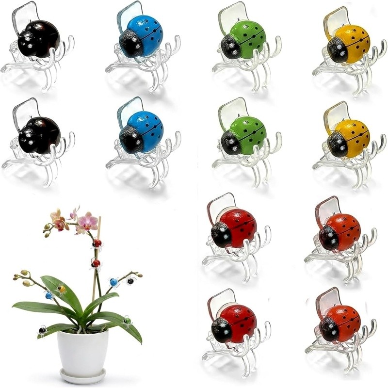 TEMU Lot de 12/30 pinces de support pour plantes en plastique de coccinelle, pinces de fixation polyvalentes pour orchidées, , plantes grimpantes,