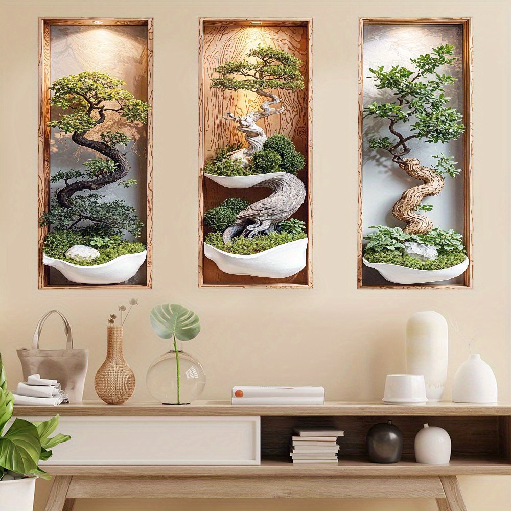 3pcs leaflure zen bonsai wall art frames japanese miniature - Temu Mauritius