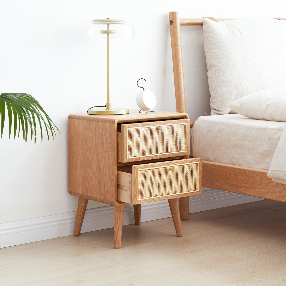Pure Solid Wood Bedside Cabinet Modern Easy Nightstands North America Oak Bedside Cabinet Nordic Bedroom Solid Oak Storage Cabinet 15.75inch