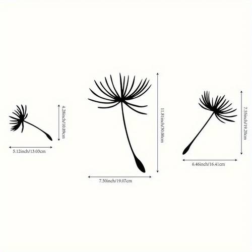 2d flat 2d flat 3pcs set of dandelion acrylic wall decoration plant outline pattern 30 0cm wide country style home decoration 2d flat